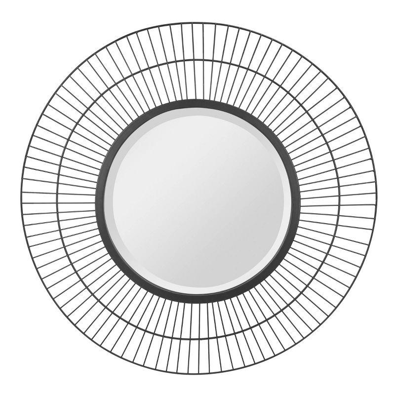 Modern Radial Black Metal Wire 24" Wall Mirror