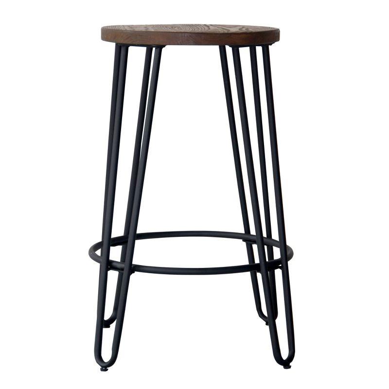 30'' Quinn Industrial Chic Backless Barstool in Black Wood and Metal