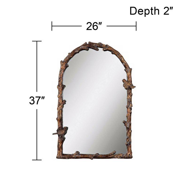 Uttermost Arched Top Vanity Accent Wall Mirror Rustic Antique Gold Gray Metal Frame 26" Wide for Bathroom Bedroom Living Room Home
