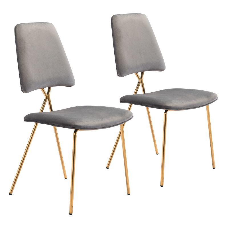 Zuo Chloe Dining Chair (Set of 2) Gray and Gold