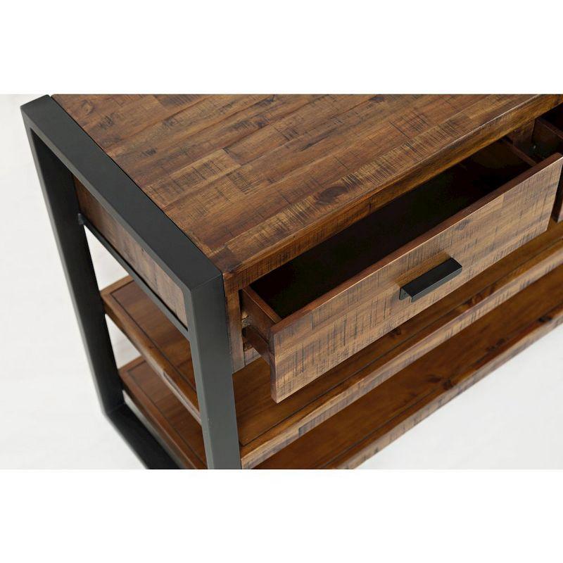Jofran,Loftworks Modern Industrial Distressed Acacia 50" Sofa Table with Drawers- Gray Color