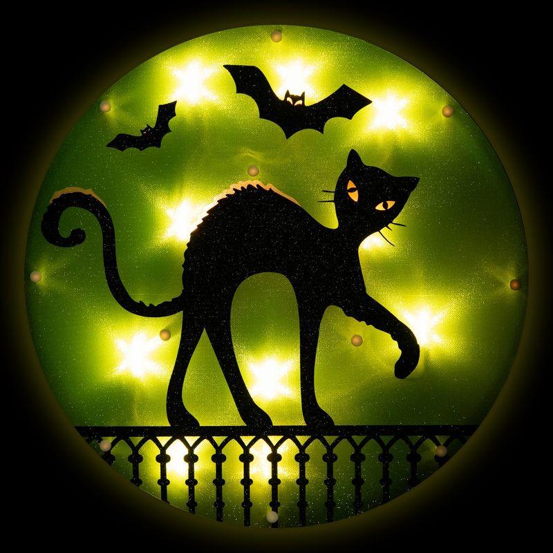 Northlight Seasonal 13.75" Lighted Black Cat Halloween Window Silhouette