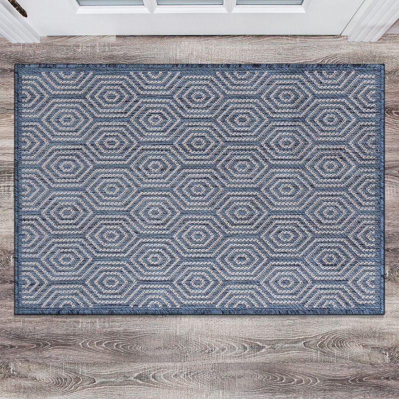 World Rug Gallery Modern Geometric Textured Flat Weave Indoor/Outdoor Area Rug