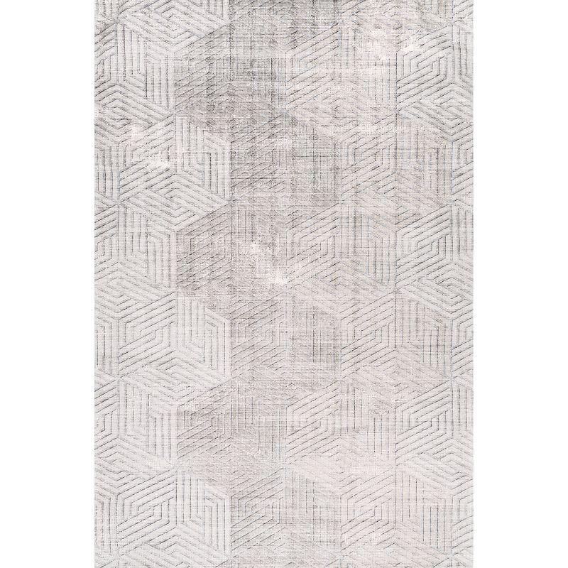 Nuloom Adeline Geometric 8x10 Machine Washable Indoor Area Rug for Living Room Bedroom Dining Room Kitchen, Beige/Light Grey