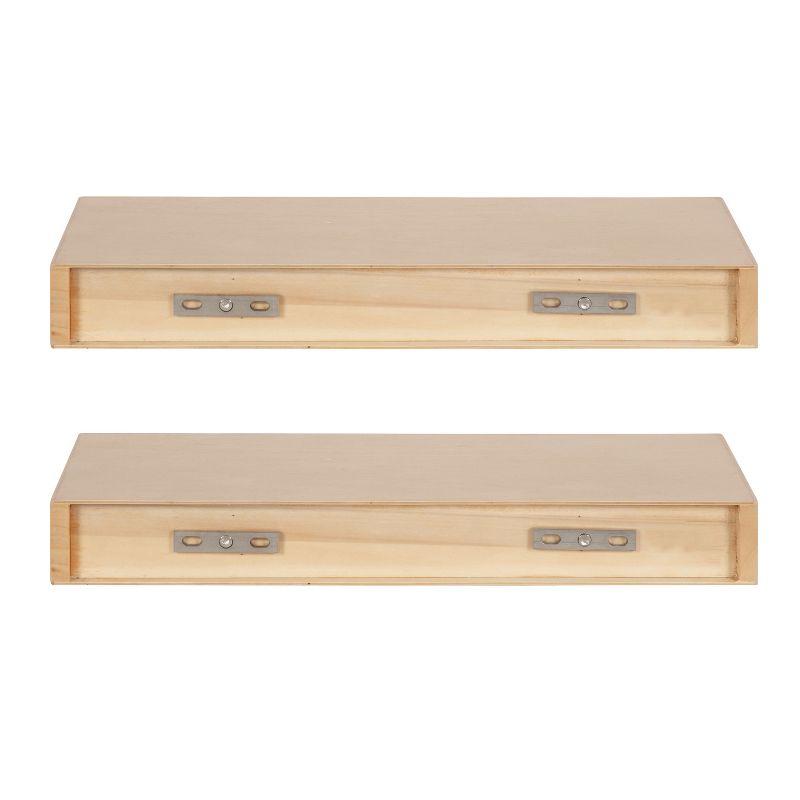 Kate and Laurel Havlock Rectangle MDF Floating Shelf, 2 Piece 18 Inch, Natural