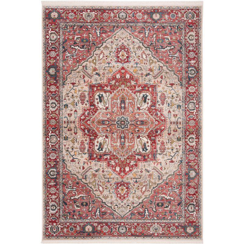 Red and Ivory Persian Style Rectangular Area Rug 3' x 5'