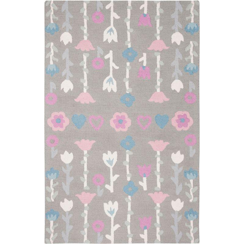 Safavieh Kids Floral SFK918 Hand Tufted Indoor Area Rug - Grey/Pink - 5'x8' - Safavieh