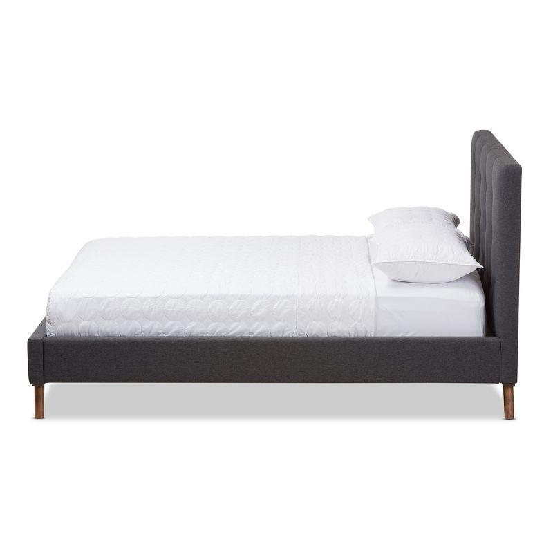 Valencia Mid Modern Fabric Platform King Bed Dark Gray - Baxton Studio: Upholstered Headboard, Tapered Legs