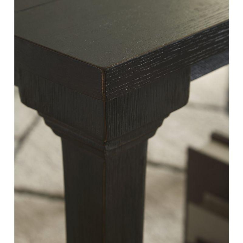 Signature Design by Ashley Wellturn Traditional Sofa Table with Framed and Planked Detailing Tabletop & Lower Shelf, Black