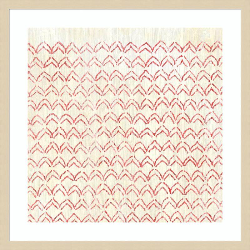 Red and Beige Abstract Giclee Print with Wood Frame