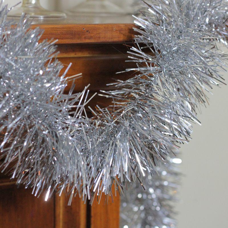 Northlight 50' x 4" Unlit Shiny Silver 6-Ply Foil Tinsel Christmas Garland