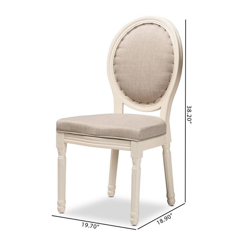 Set of 2 Louis Fabric Upholstered Dining Chairs with Nailhead Trim - Baxton Studio