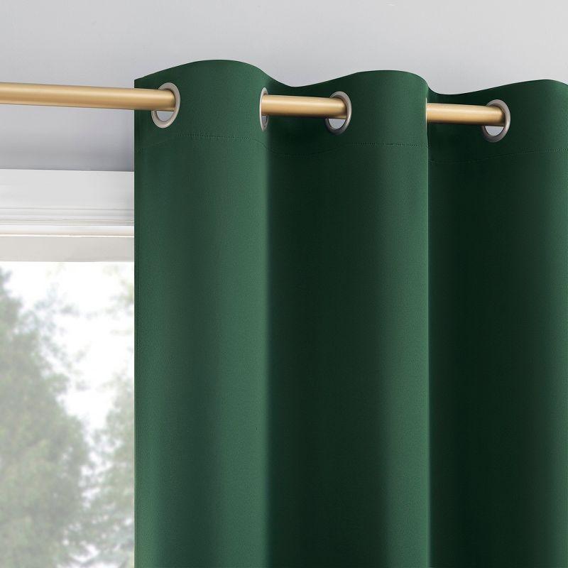 40"x95" Sun Zero Blackout Kenneth Energy Saving Grommet Curtain Panel Evergreen: Modern, Thermal Insulated, Noise Reduction