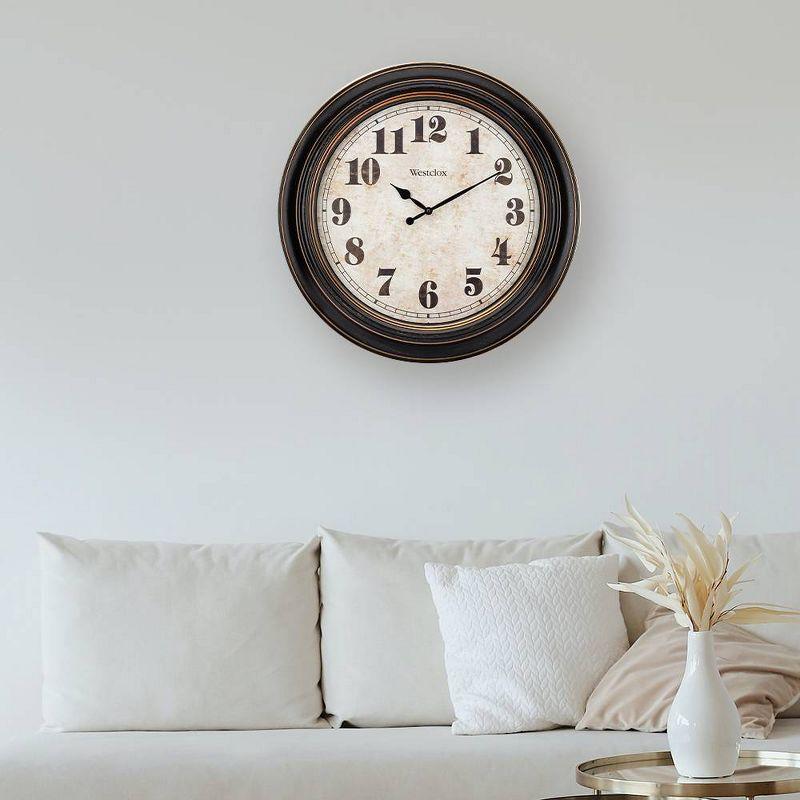 24" Wall Clock with Vinatge Dial/Glass Lens - Westclox: Analog, Indoor Decorative Timepiece, Modern Style