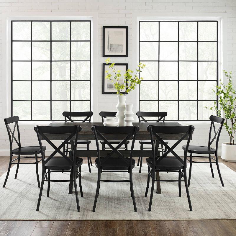 9pc Hayden Extendable Dining Set with Camille Chairs Matte Black/Slate - Crosley: Rubberwood Trestle Base, Unupholstered