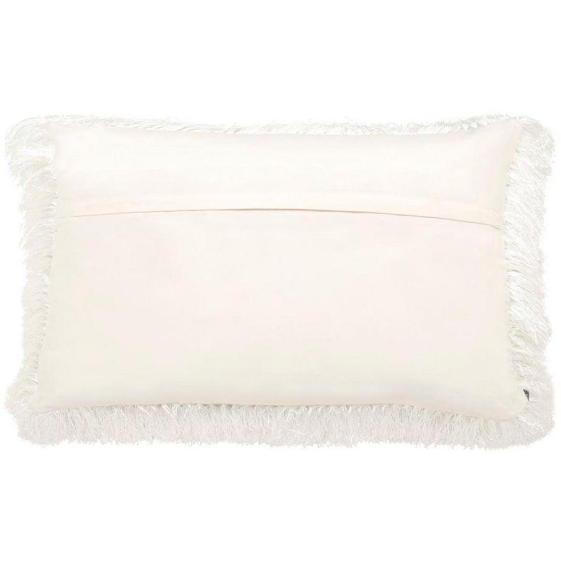 Pearl White 14" x 24" Contemporary Shag Throw Pillow