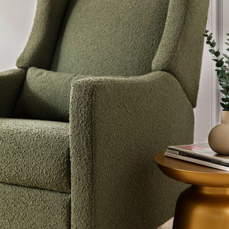 Babyletto Kiwi Olive Green Boucle Nursery Power Glider Recliner Chair with Light Wood Base