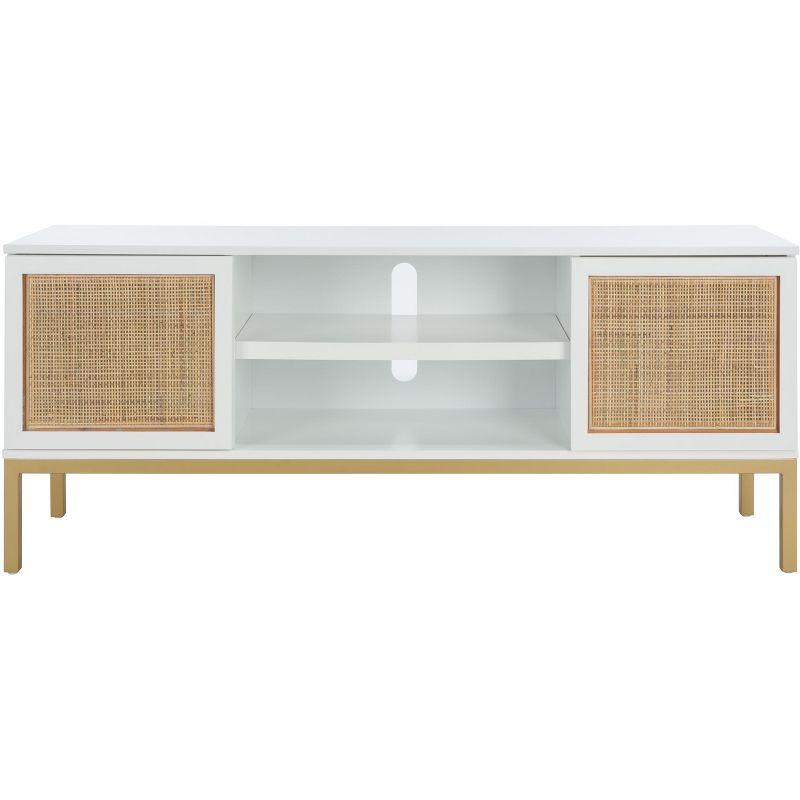 Zadie 2 Shelf Rattan Media Stand - MED5009 - White/Gold - Safavieh