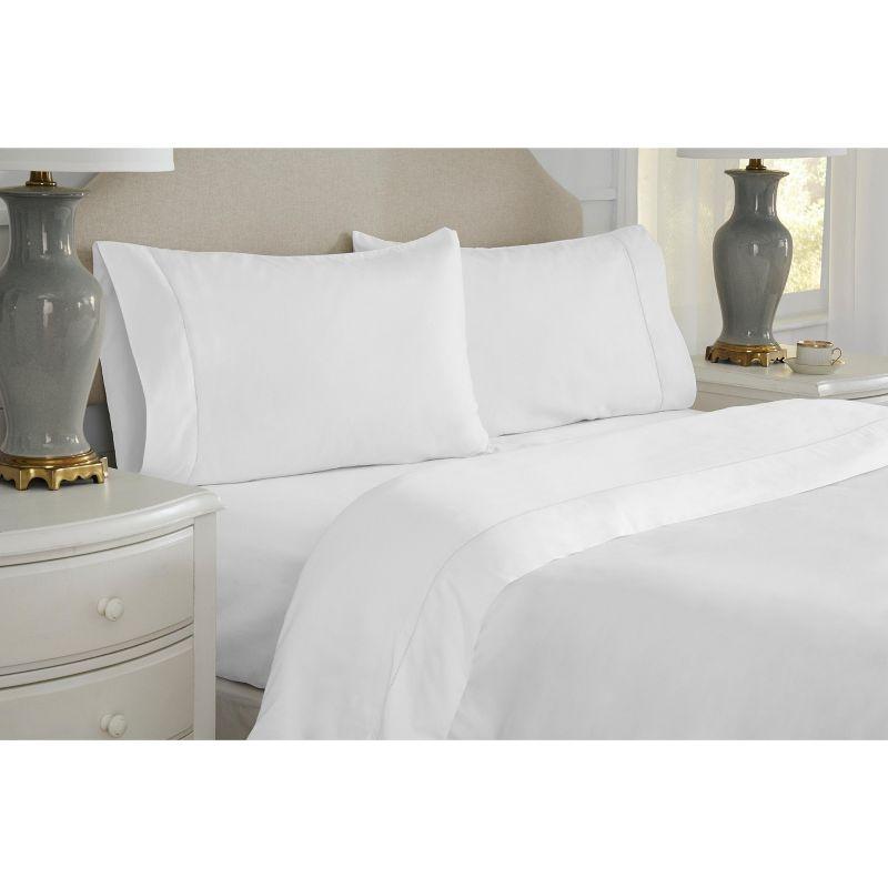 Queen White Cotton Deep Pocket Percale Sheet Set