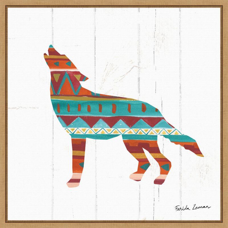 Amanti Art Southwestern Vibes VI Wolf by Farida Zaman Canvas Wall Art Print Framed 22-in. x 22-in. in Maple