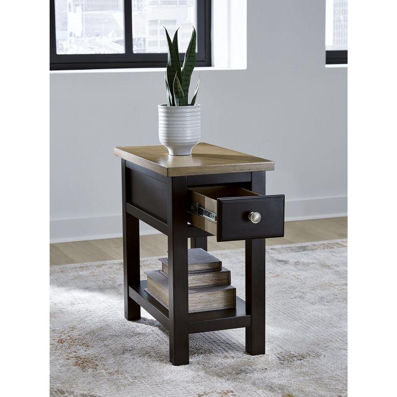 Brown Two-Tone Wood Rectangular End Table with Storage