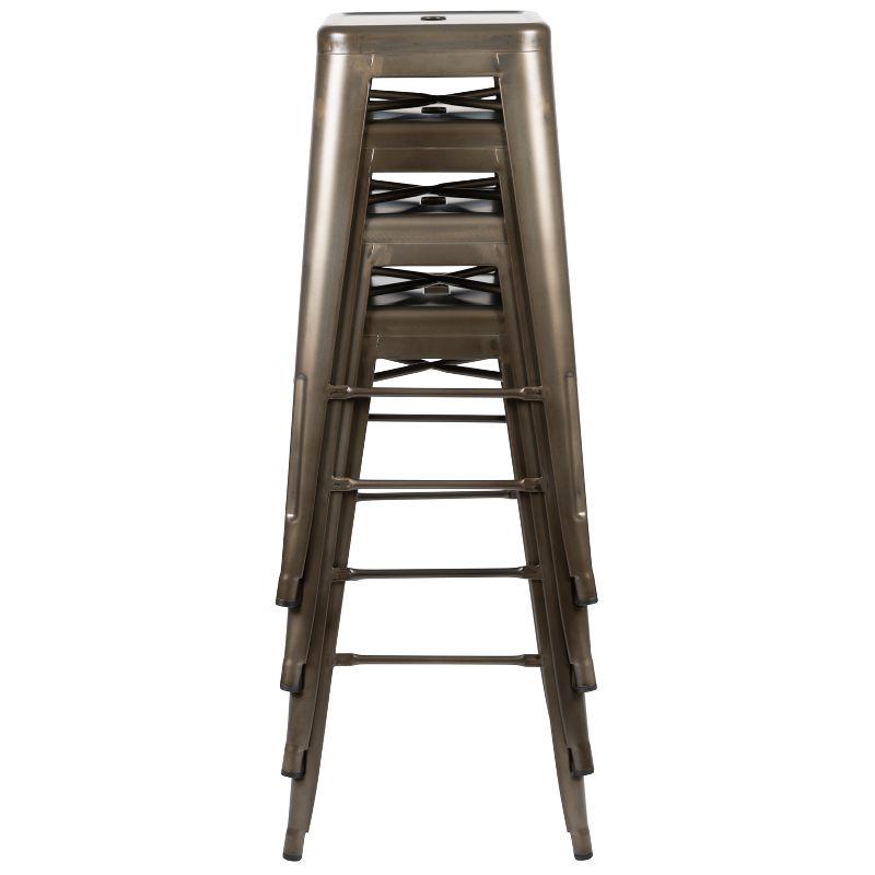 Flash Furniture 30" High Metal Indoor Bar Stool in Gun Metal Gray - Stackable Set of 4