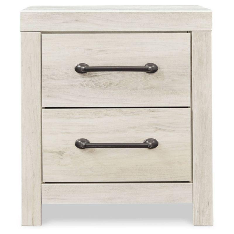 Wispy Whitewash Rustic Industrial 2-Drawer Nightstand with USB