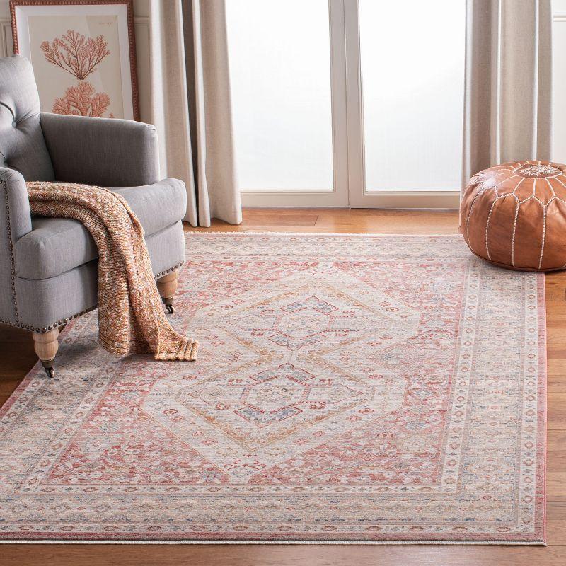 Kenitra Gray and Pink Medallion Synthetic Area Rug