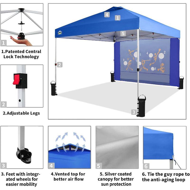 CROWN SHADES 10x10 Pop Up Canopy Tent with Game Netting - One Push Setup Beach Tent - Outdoor Sun Shade for Events, Parties, Camping