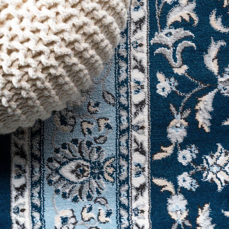 3'x 5' Palmette Modern Persian Floral Area Rug, Navy/Blue - JONATHAN Y
