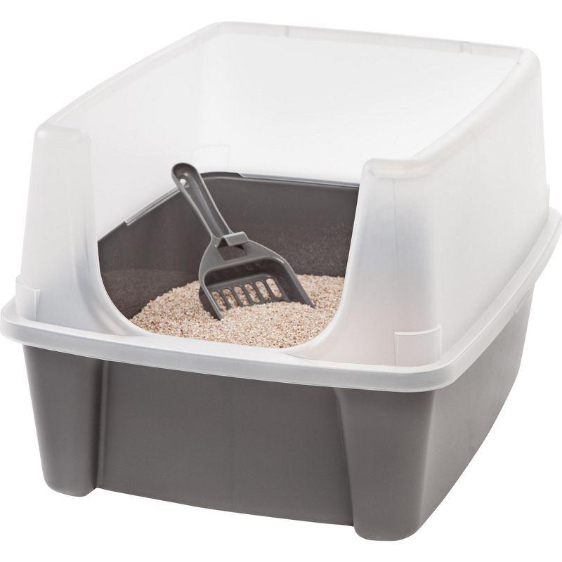 IRIS USA, Open-Top Cat Litter Box with Shield with Scoop