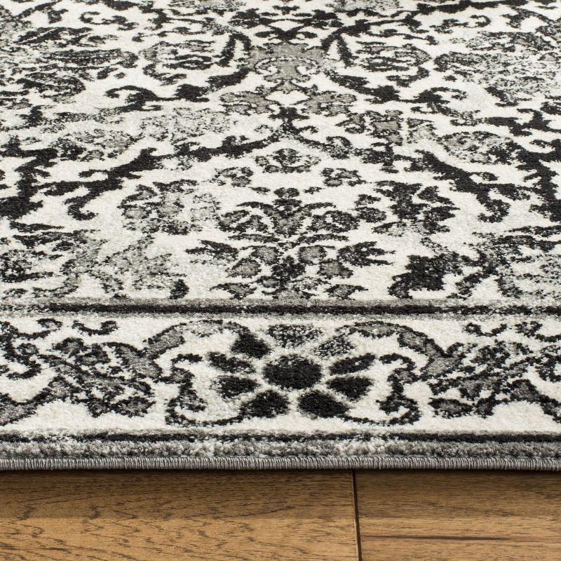 Ivory and Gray Floral Hand-knotted Runner Rug