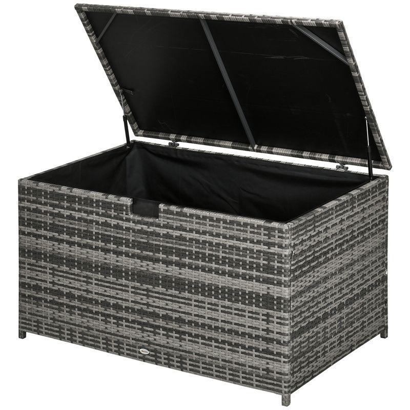 Outsunny Outsunny 113 Gallon Deck Box, Rattan Outdoor Storage Box, Waterproof Storage Container for Indoor, Patio Furniture Cushions, Pool Supplies, Garden Tools