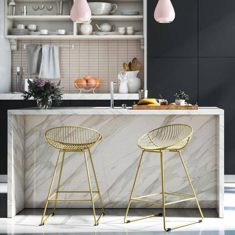 Ellis 24" Gold Metal Wire Counter Stool