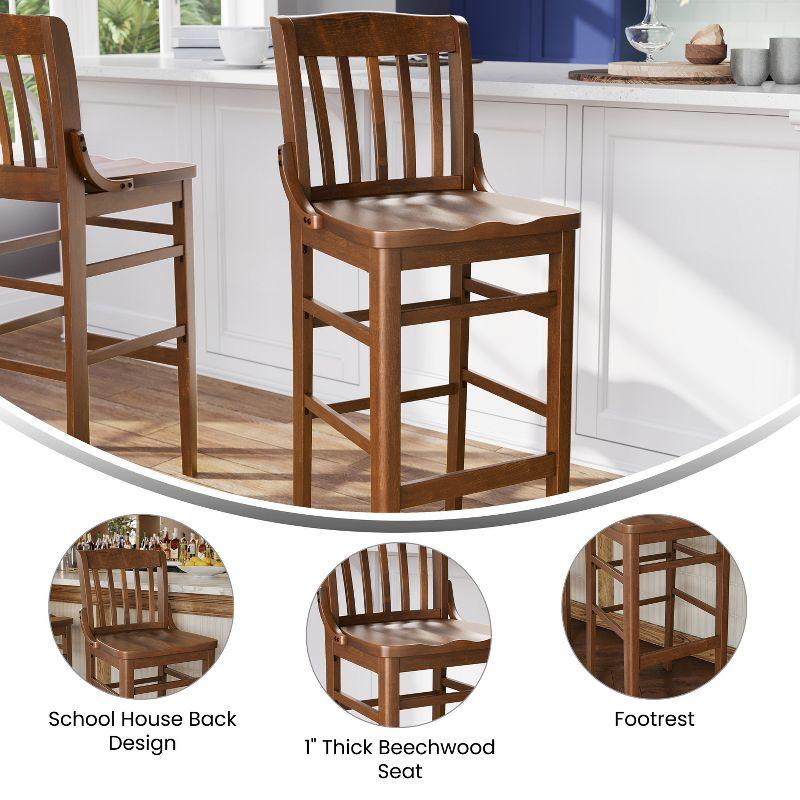 Flash Furniture HERCULES Series Finished School House Back Wooden Restaurant Barstool