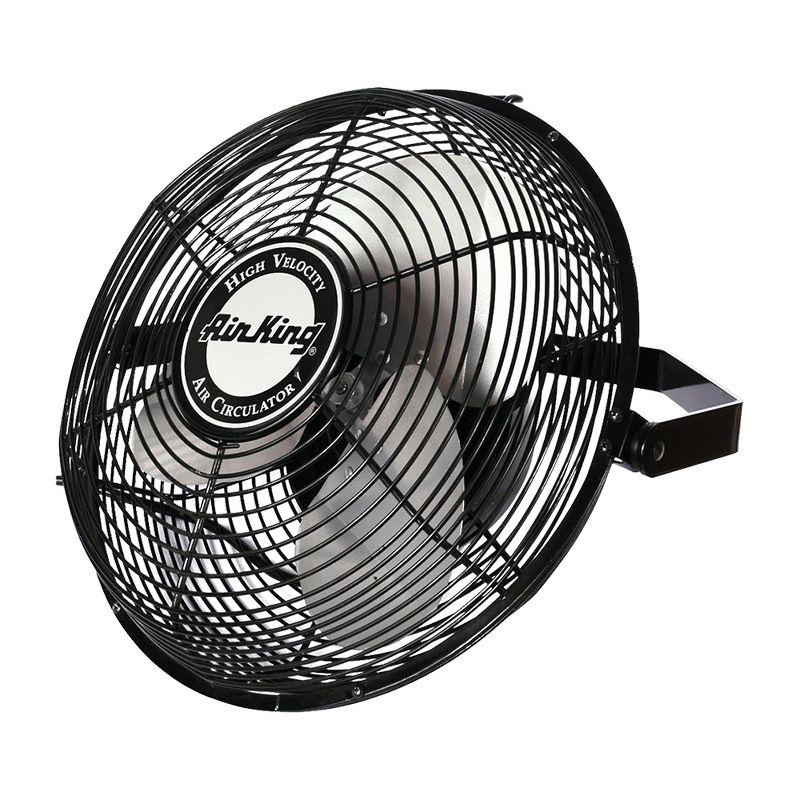 Air King 14 Inch 1/20 Horsepower 3-Speed Indoor Industrial and Commercial Enclosed Pivoting Warehouse Garage Steel Multi-Mount Fan, Black