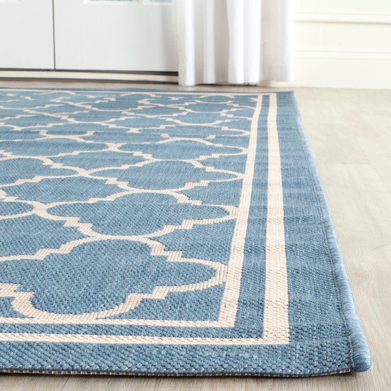 Blue and Beige Geometric Indoor/Outdoor Area Rug