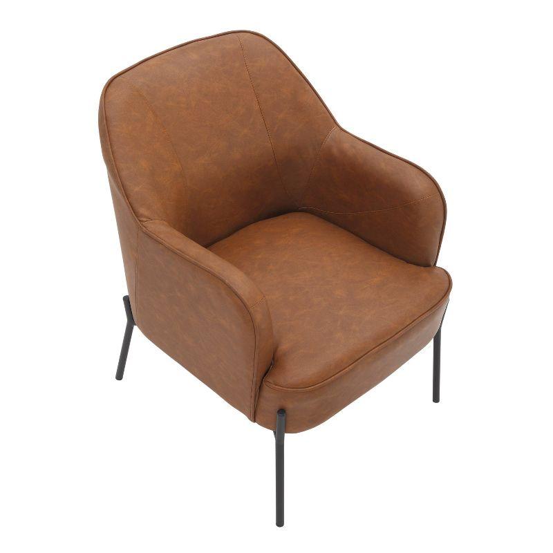 Daniella Contemporary Accent Chair: Faux Leather Bucket Seat, Metal Legs - LumiSource