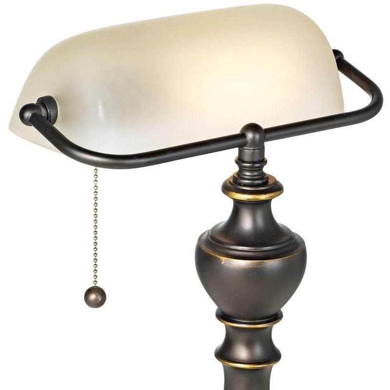 Regency Hill Haddington Traditional Piano Banker Table Lamp 16" High Antique Bronze Metal Alabaster Glass Shade for Bedroom Living Room Bedside Office