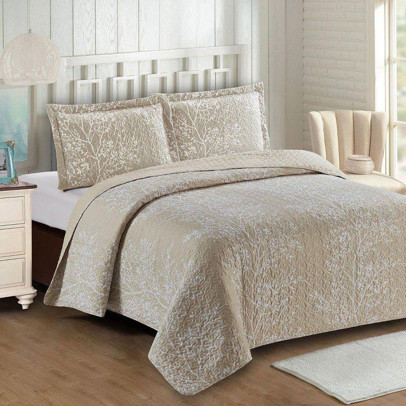 Odette Beige Quilt - Bedspread Set Beige King/CalKing