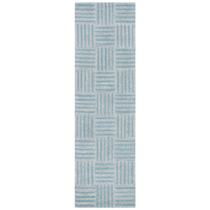 Abstract ABT602 Handmade Indoor Runner - Blue/Grey - 2'-3"x8' - Safavieh