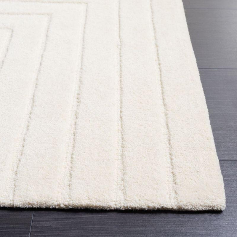 Ivory Hand-Tufted Wool Square Area Rug, 6'