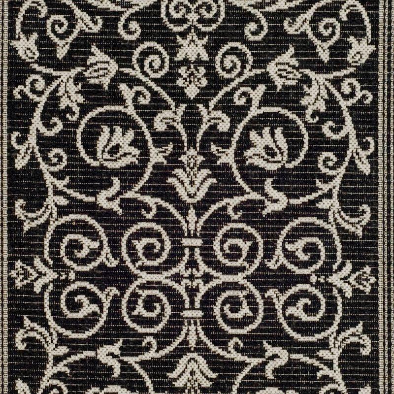 Courtyard CY2098 UV & Stain Resistant Non-Shedding Power Loomed Indoor/Outdoor Runner Rug - Black/Sand - 2'3"x14' - Safavieh