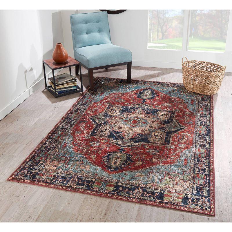 Momeni 6'x9' Karachi Lauryn Machine Loomed Area Rug: Multicolored Medallion Pattern, Low Pile, Indoor Use, Polyester