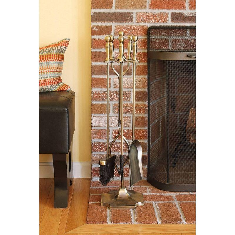 Achla Designs 2pc Concord Fireplace Tool Set Antique Brass Finish