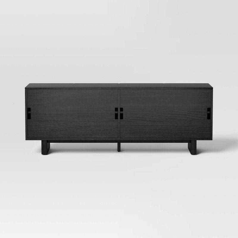 Fluted TV Stand for TVs up to 55" Black - Threshold™: Entertainment Center with Adjustable Shelves