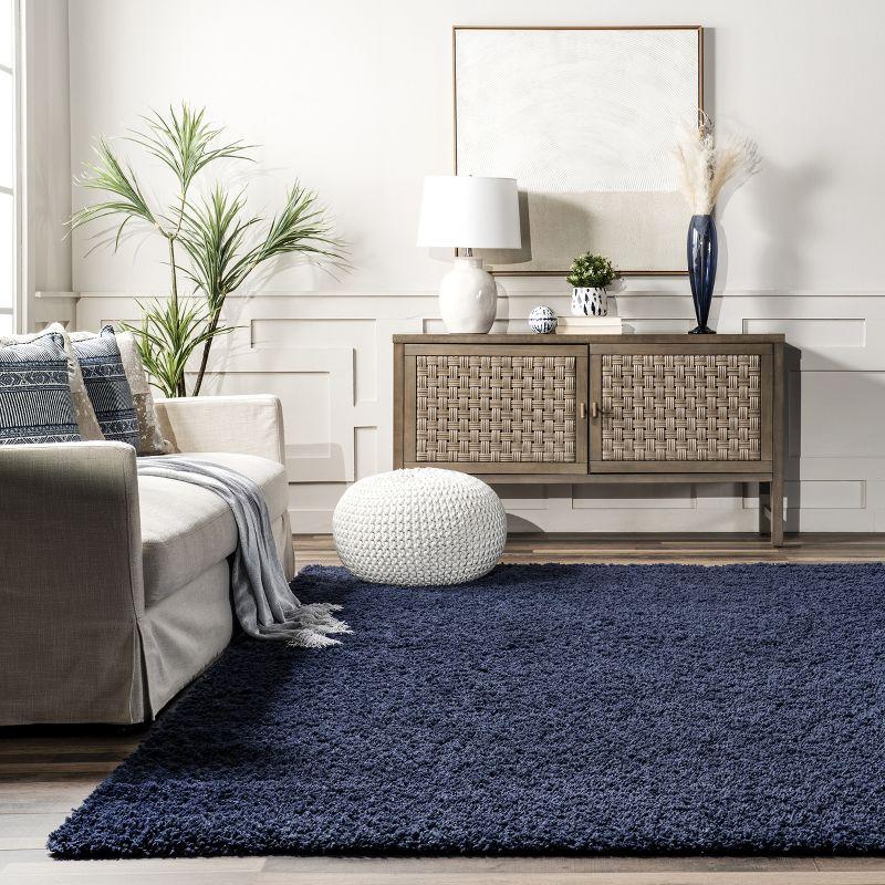 Nuloom Marleen Solid 2x3 Accent Shag Indoor Area Rug for Living Room Bedroom Dining Room Nursery Entryway, Navy