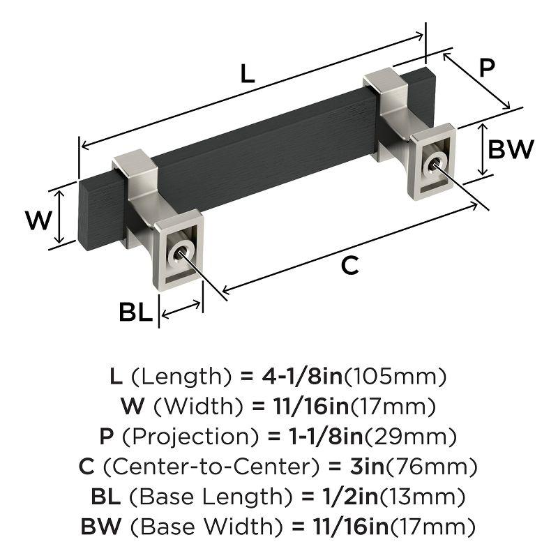 Amerock Overton 3 inch (76mm) Center-to-Center Brushed Matte Black/Satin Nickel Cabinet Pull