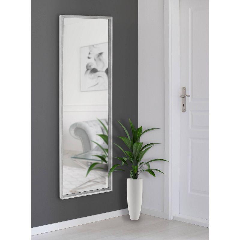 16" x 48" Travis Framed Decorative Wall Mirror Silver - Kate & Laurel All Things Decor: Modern Rectangle, MDF Frame, Wall Mount