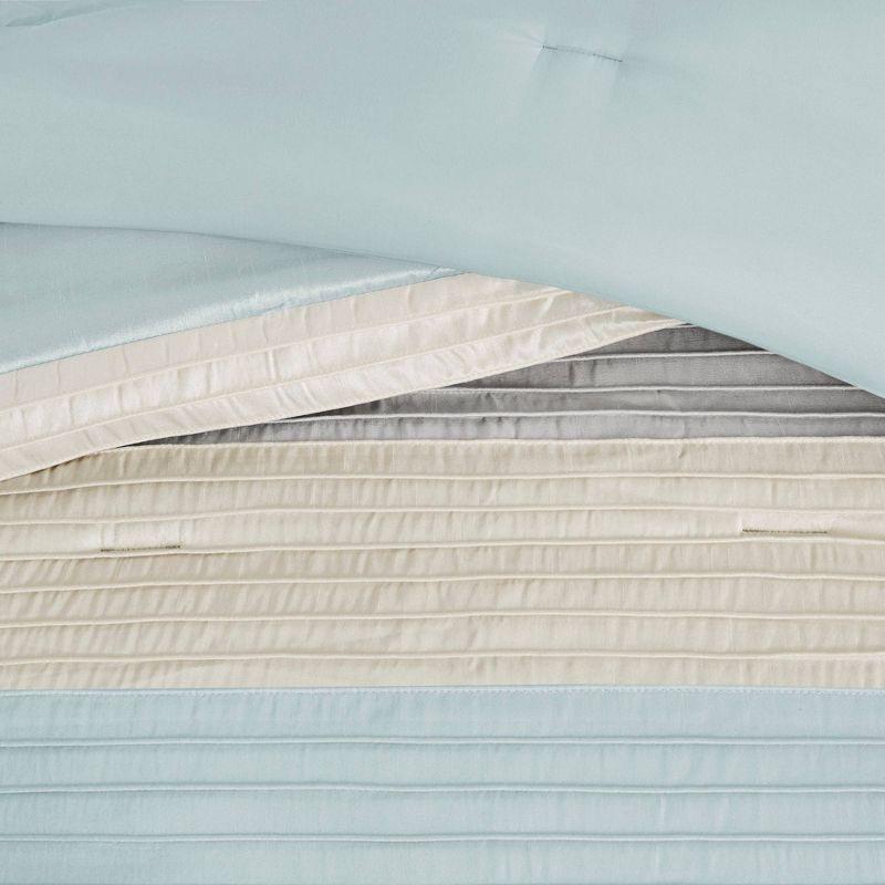 Amherst 7 Piece Striped and Pleated Comforter Set